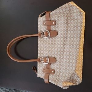 Nine West Large Canvas / Laptop Bag with Faux Leather Handles and Trim